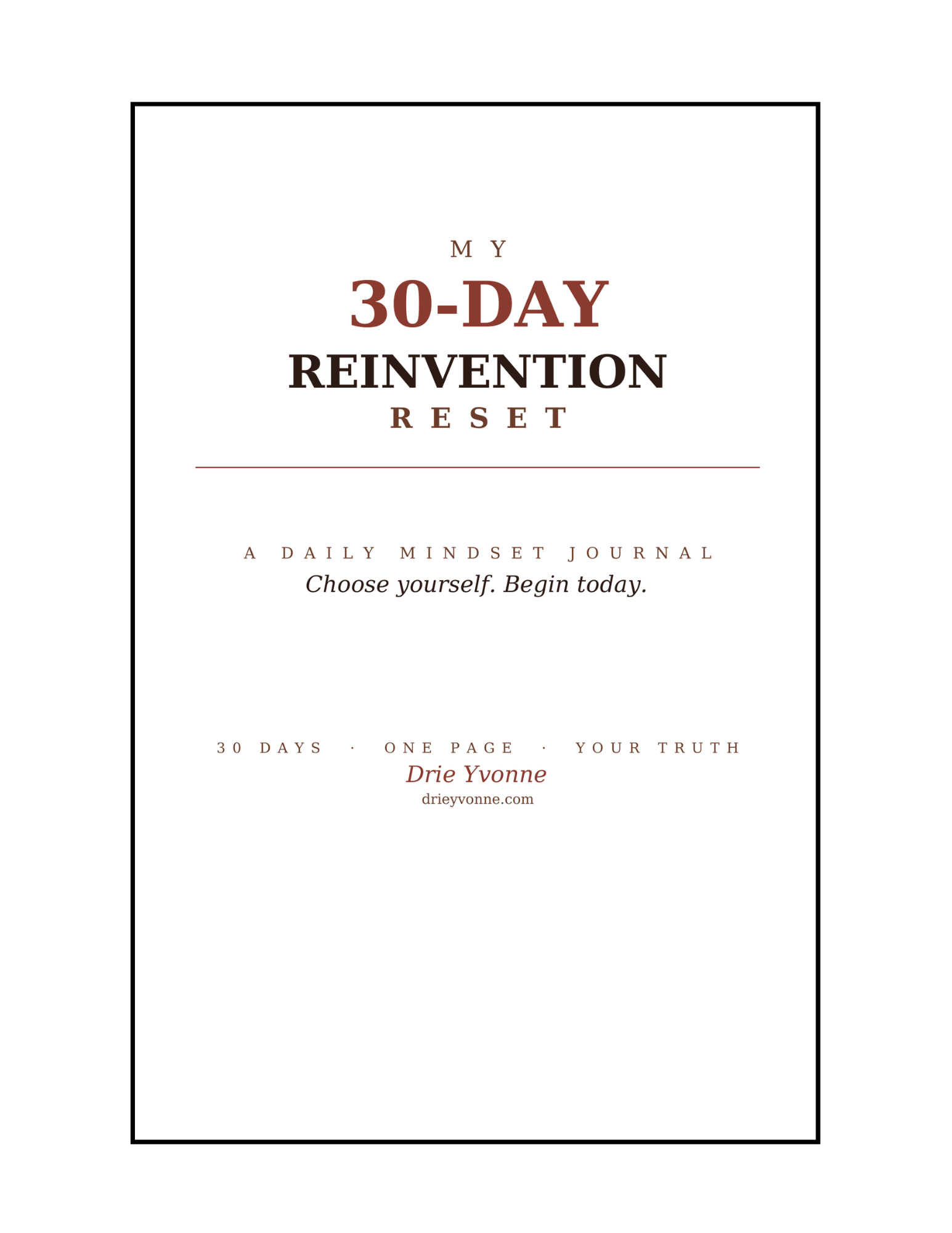 30 Day Re-Invention Workbook Journal Booklet