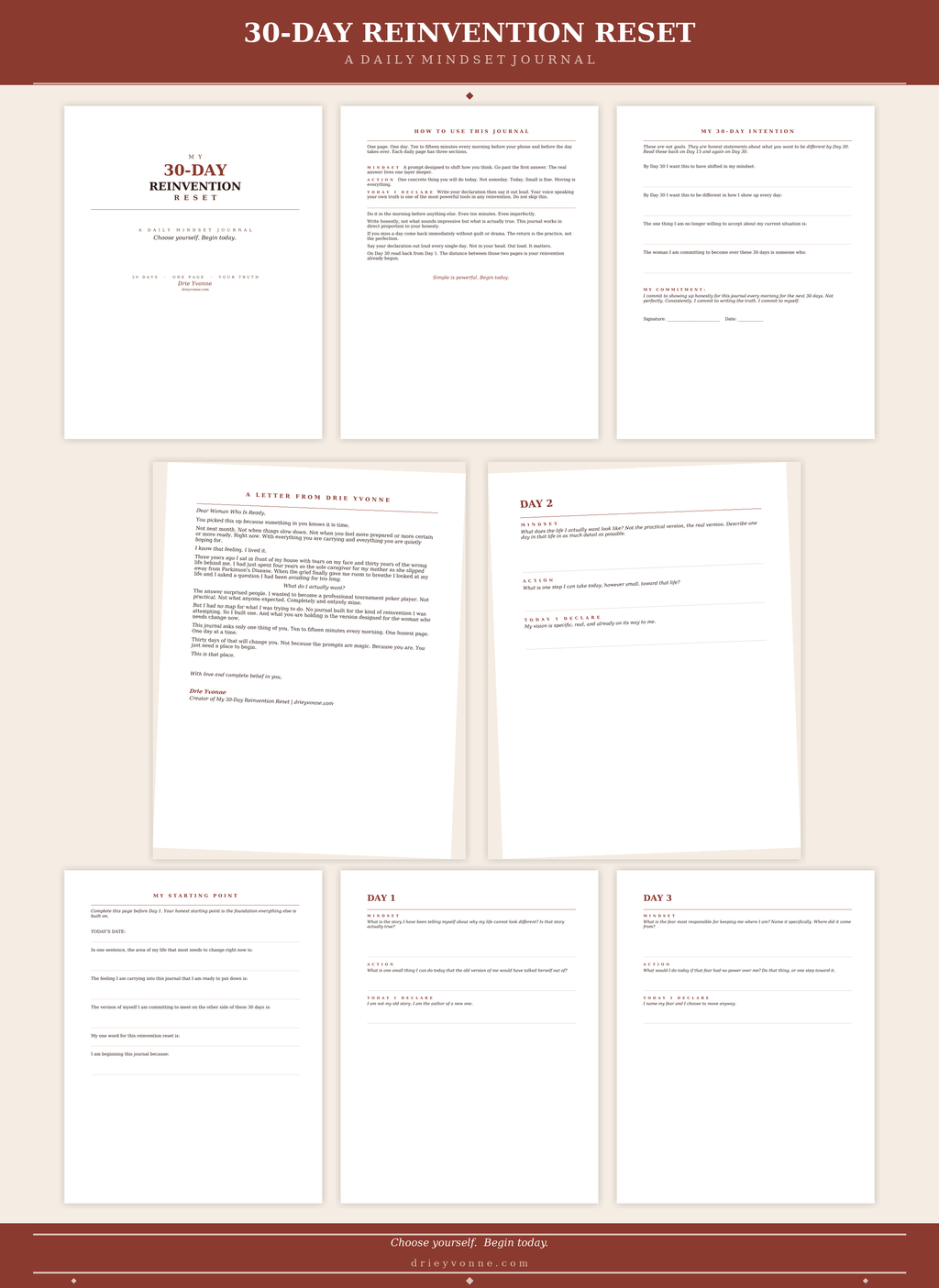 30 Day Re-Invention Workbook Journal Booklet